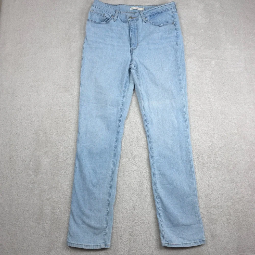 Levi Strauss Classic Straight Jeans Men 28x30 Cotton Blue Stretch Light Wash